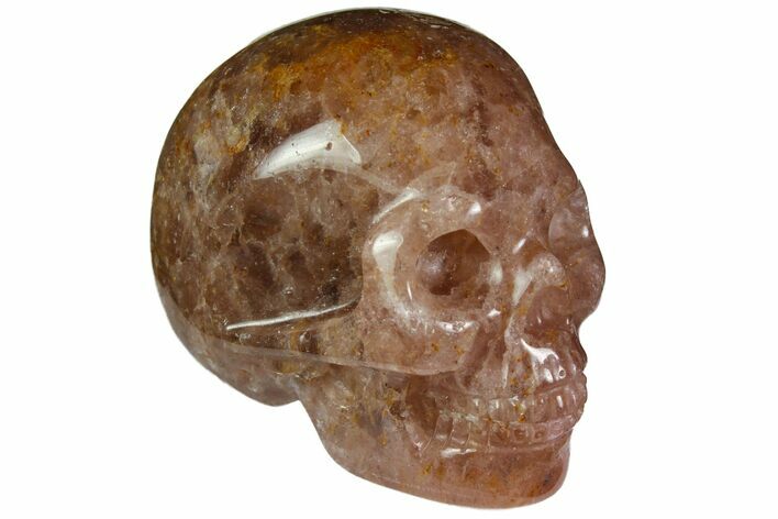 Carved, Strawberry Quartz Crystal Skull - Madagascar #116326